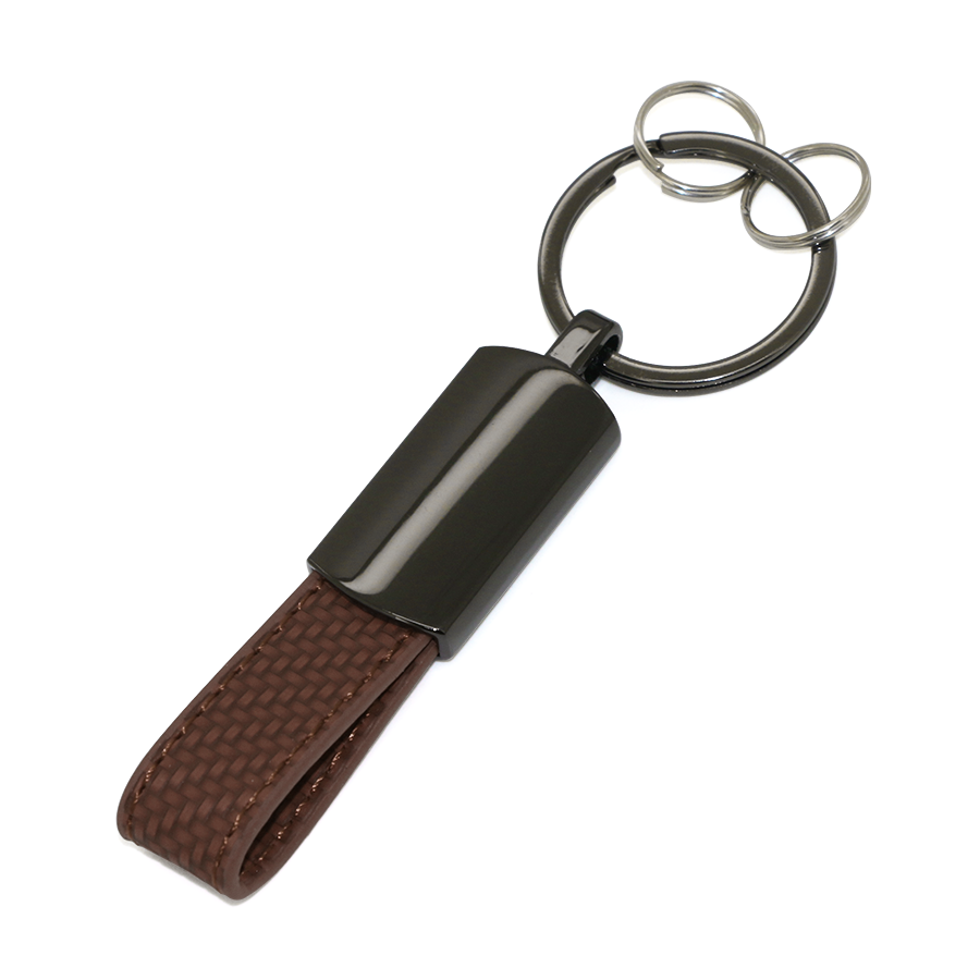 porte-clés en métal et similicuir avec boite