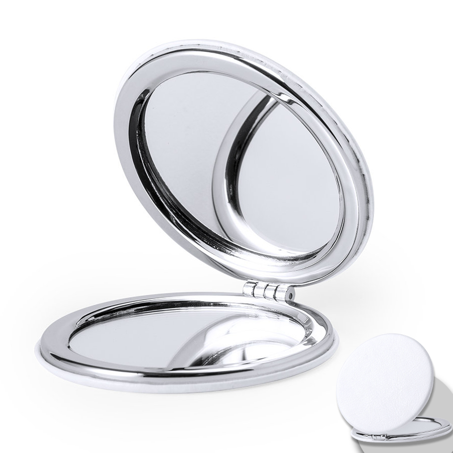 miroir pliant en similicuir blanc