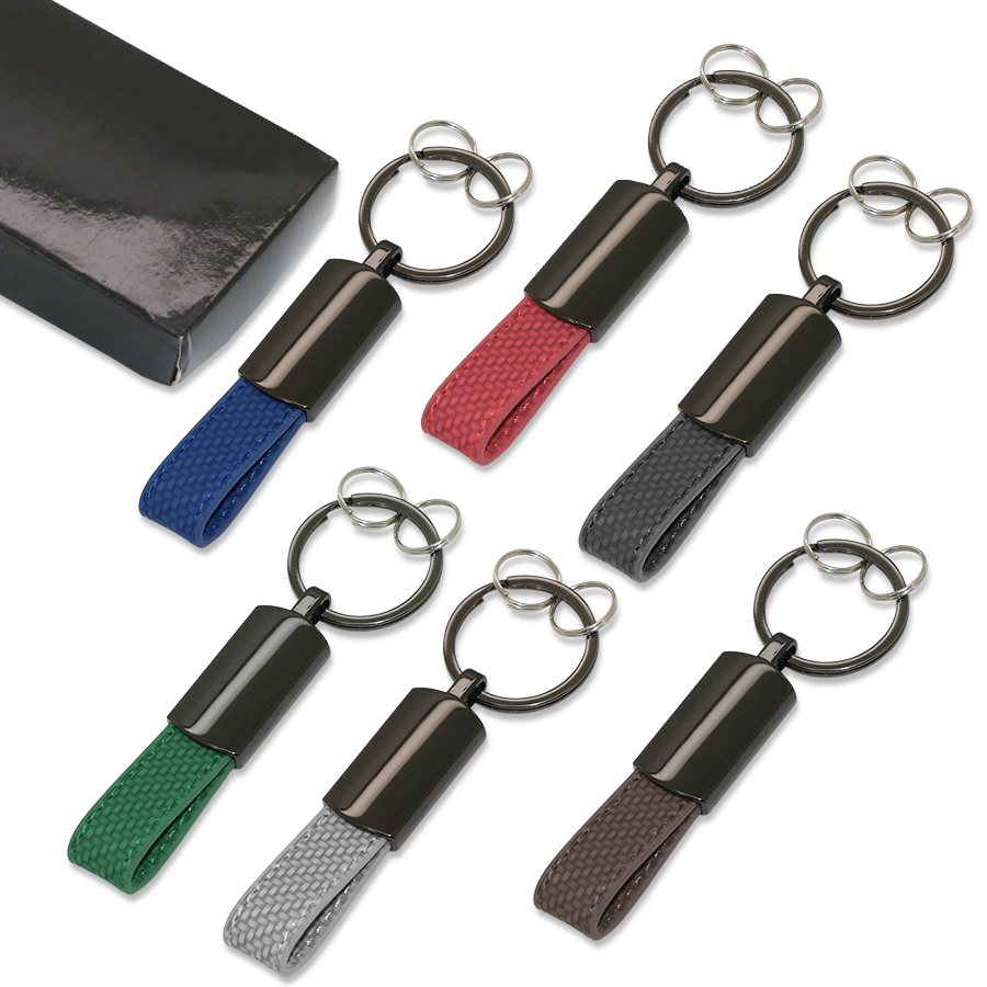 porte-clés en métal et similicuir avec boite