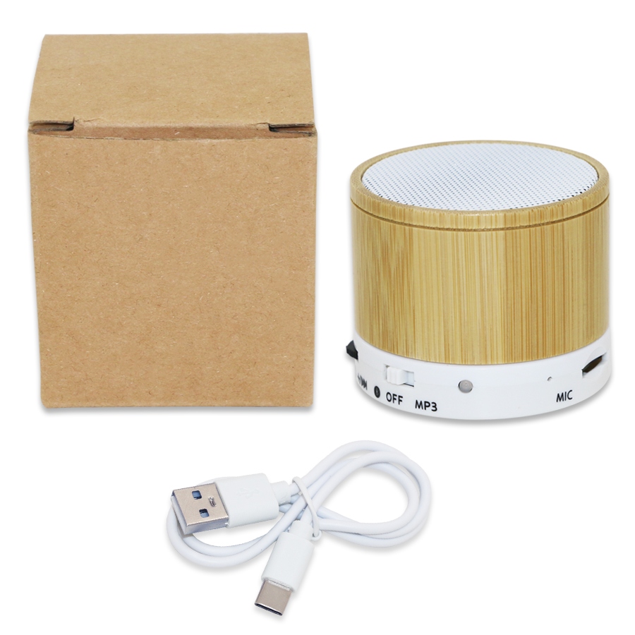 haut parleur bamboo rond bluetooth