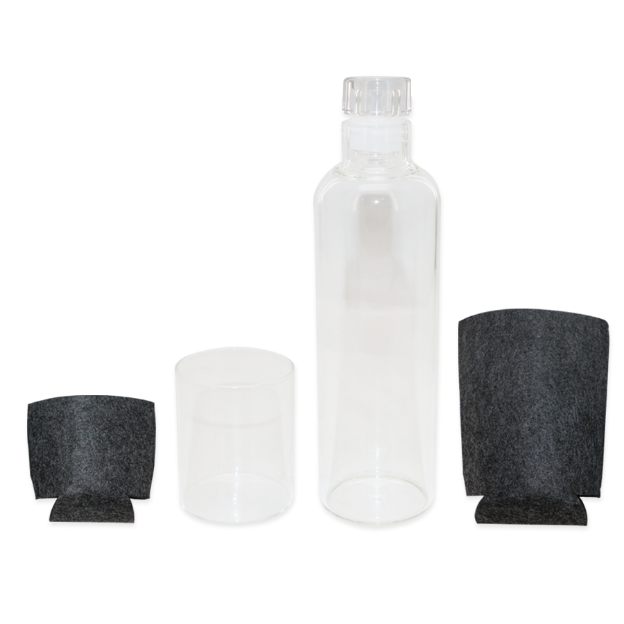 coffret bouteille et 2 tasses en verre