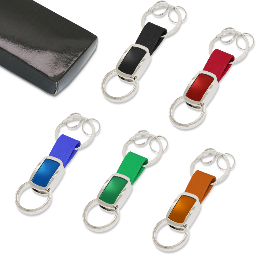 porte-clés en métal et similicuir