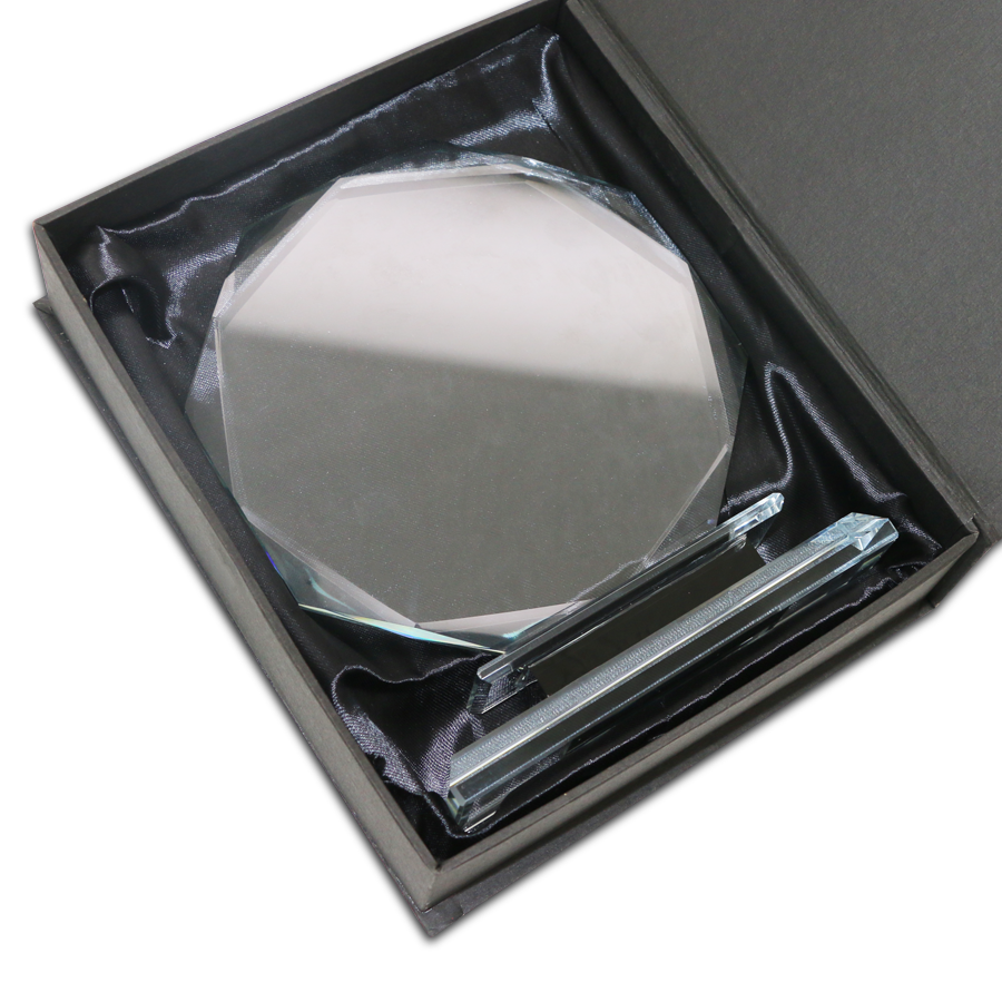 trophées en verre forme octogone