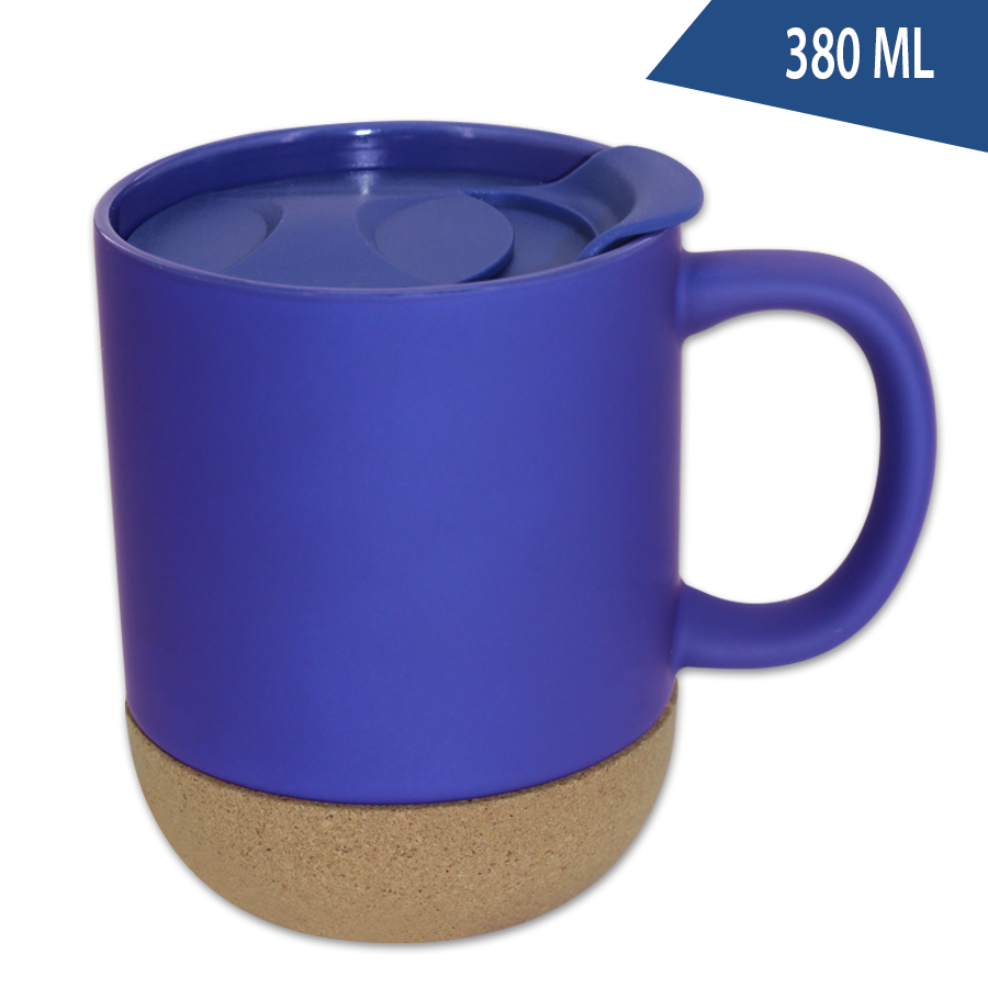 mug  380 ml en porcelaine et liège  avec couvercle