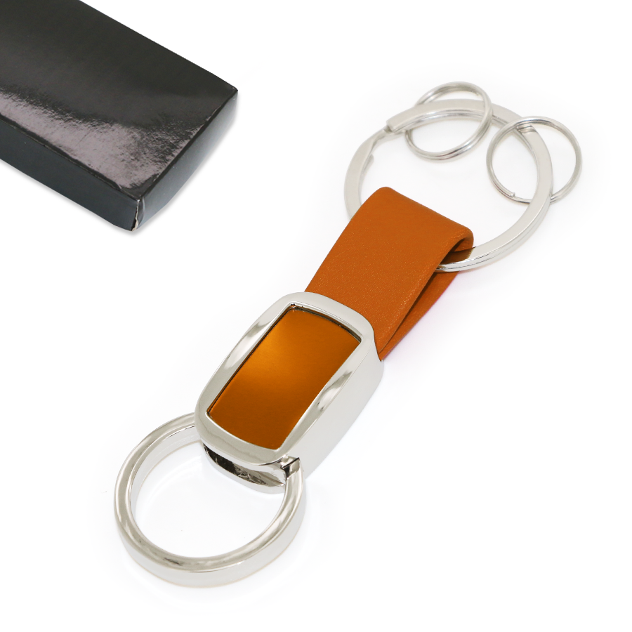 porte-clés en métal et similicuir