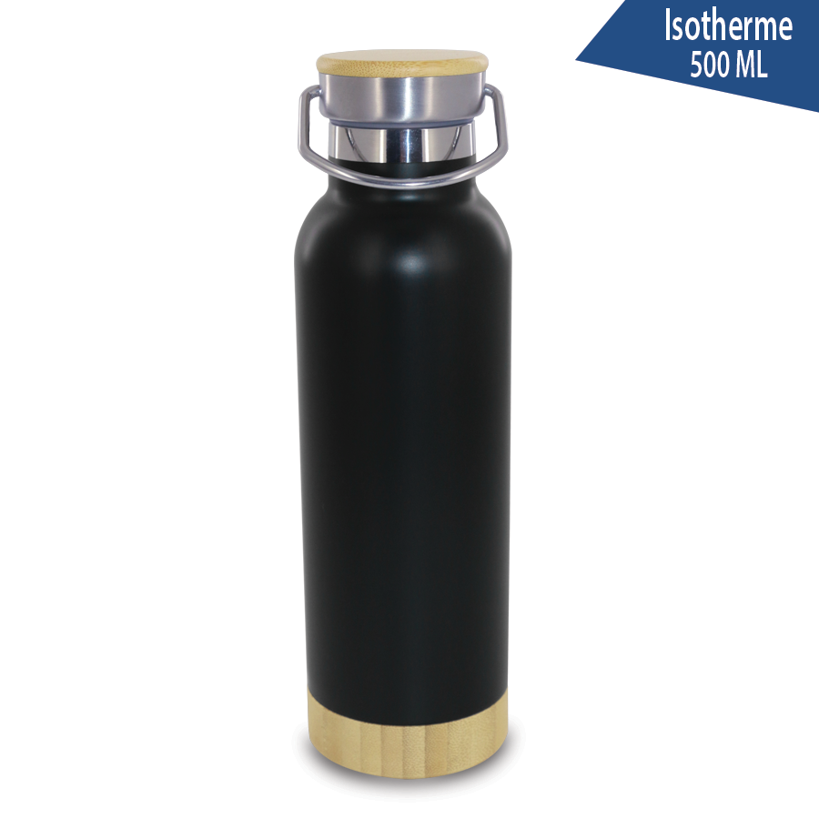 thermos bouteille isotherme en inox et bois 500 ml