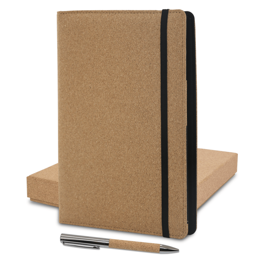 coffret notebook  écologique en liège avec stylo