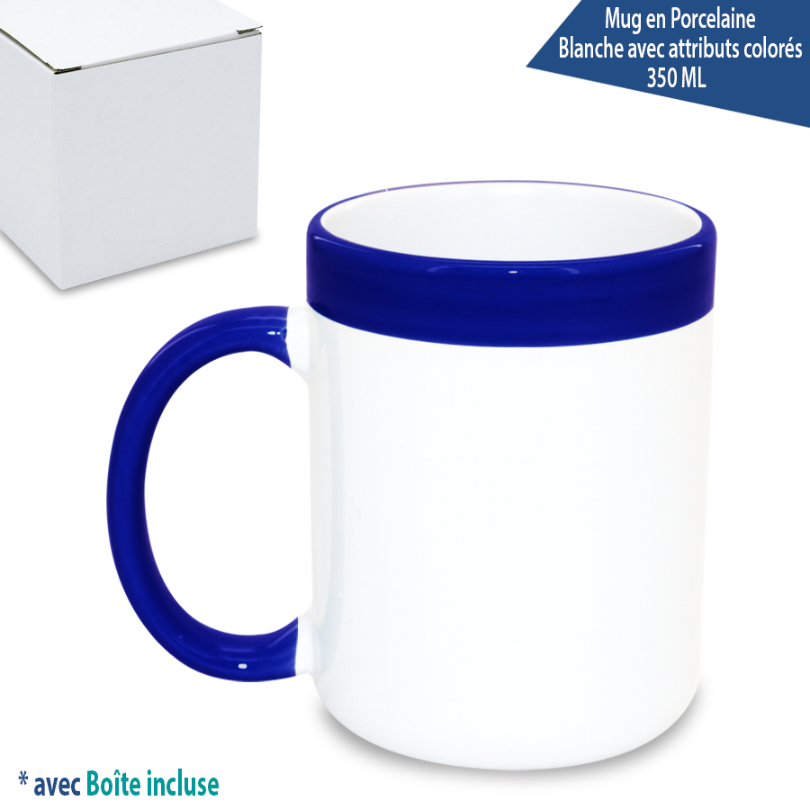 mug en porcelaine blanche avec attributs colorés 350 ml